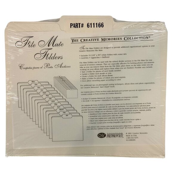 Creative Memories File Mate Folders 2001 Part 611166 Scrapbook Organization - Picture 1 of 2